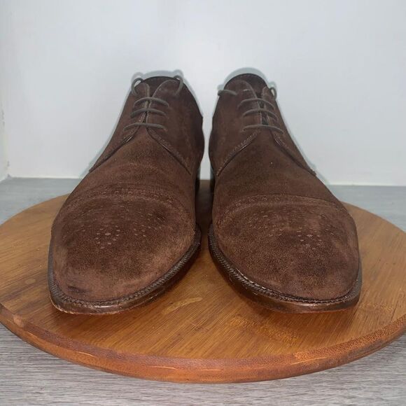 MAGNANNI 13739 Men's 13 M Medallion Cowhide Cap Toe Leather Brown Dress Shoes - Picture 5 of 11